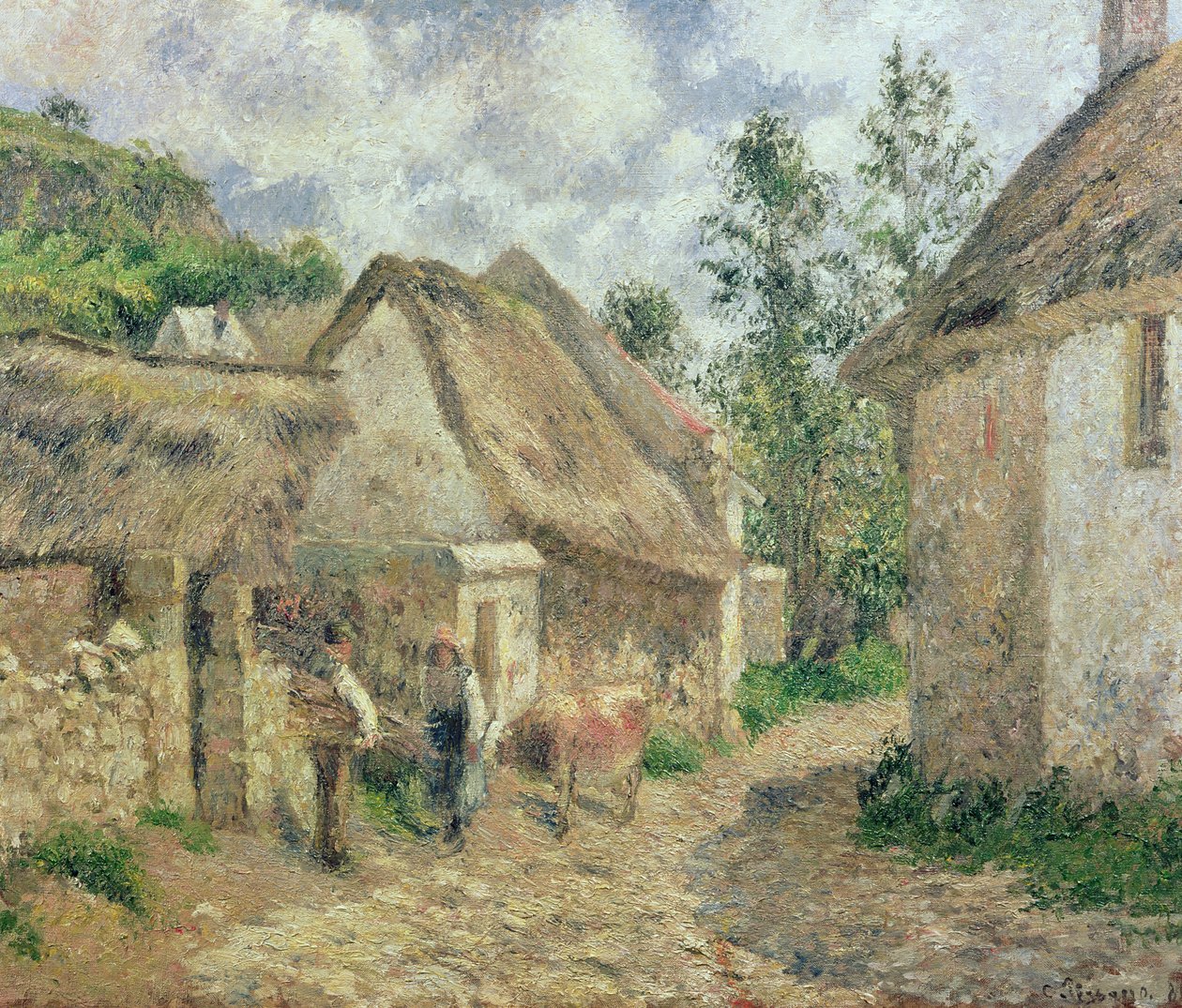 En gata i Auvers av Camille Jacob Pissarro