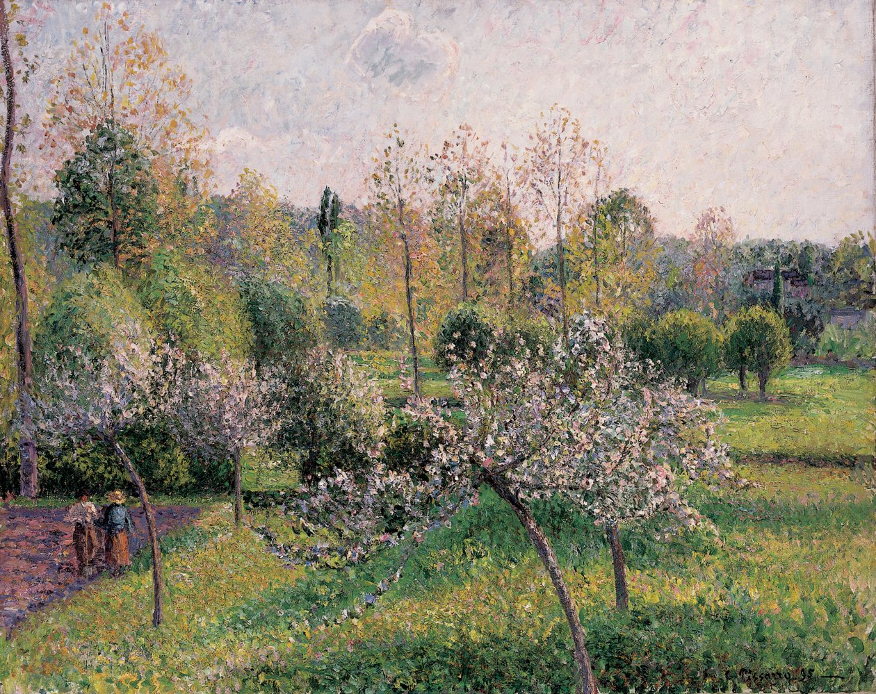 Äppelträd i blom, Eragny, 1895 av Camille Jacob Pissarro