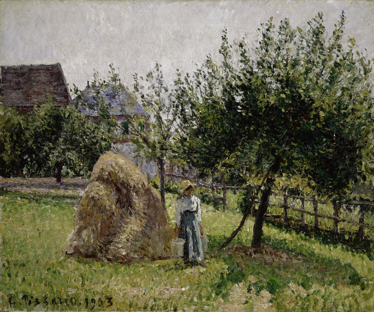 Äppelträd i Eragny, solig morgon, 1903 av Camille Jacob Pissarro