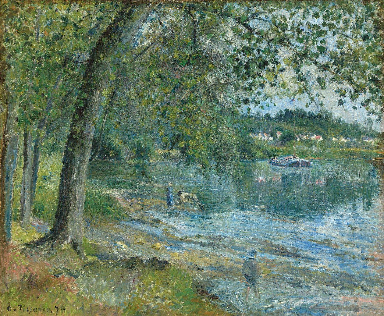 Banks of the Oise vid Auvers-sur-Oise; Banks of the Oise i Auvers-sur-Oise, 1878 av Camille Jacob Pissarro