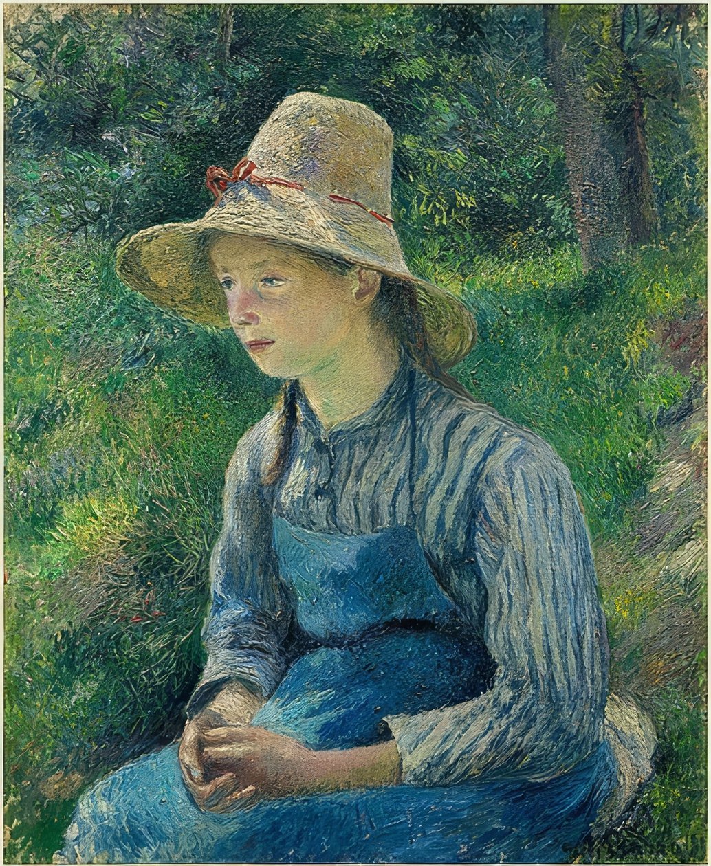 Bondflicka med en stråhatt. 1881 av Camille Jacob Pissarro