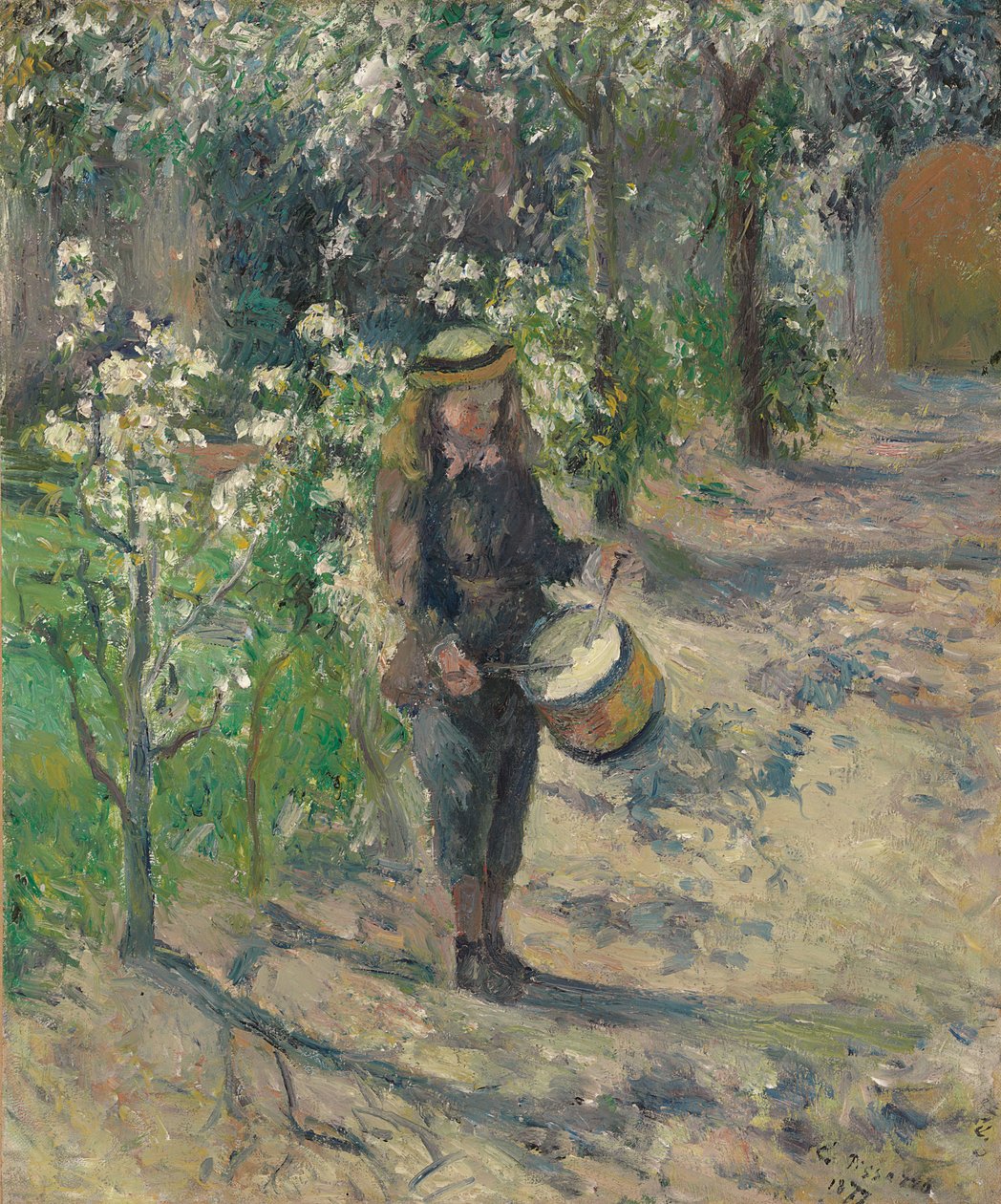 Barn med en trumma; Barnet med trumman, 1877 av Camille Jacob Pissarro