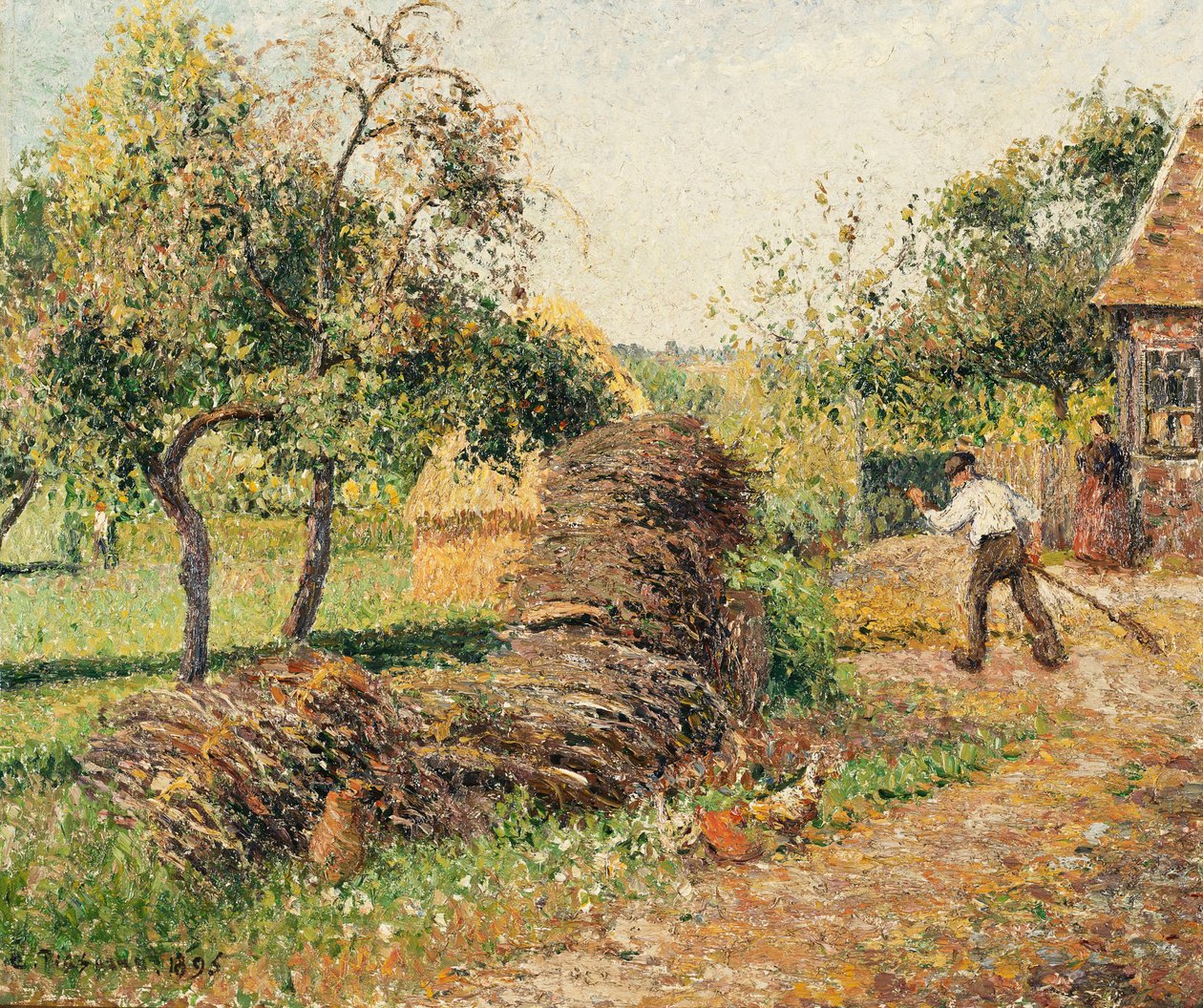 Moder Luciens domstol, Eragny; La Cour de la Mere Lucien, Eragny, 1895 av Camille Jacob Pissarro