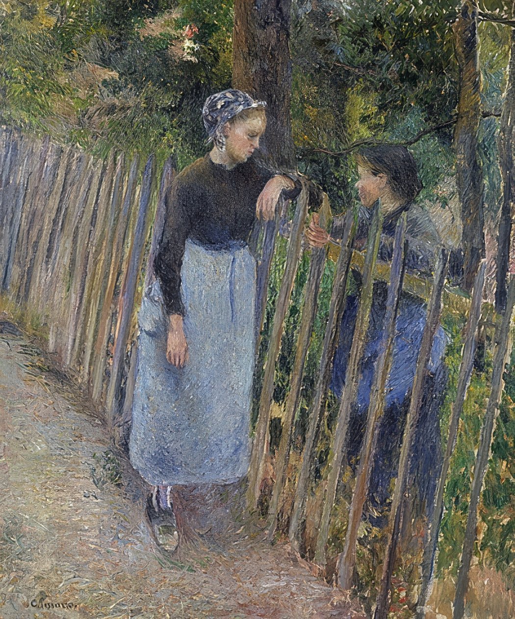 Konversationen. Omkring 1881 av Camille Jacob Pissarro