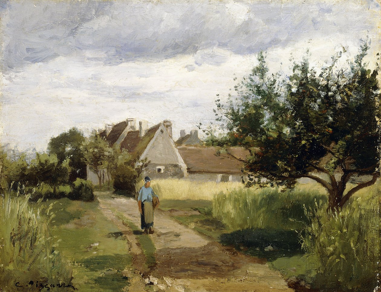 Entrance of a Village, c.1863 av Camille Jacob Pissarro