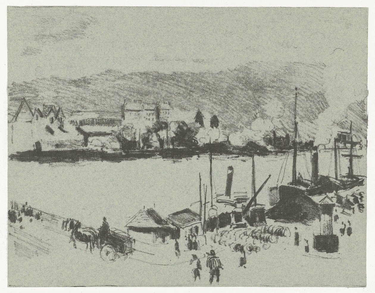 Utsikt över kajen vid Seine i Rouen Quai Boieldieu, i Rouen av Camille Jacob Pissarro