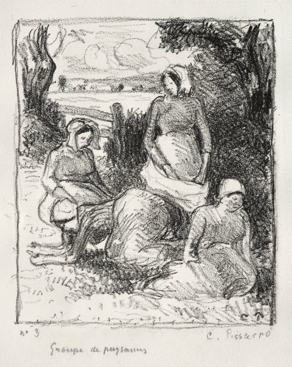 Grupp bönder, ca. 1896. av Camille Jacob Pissarro