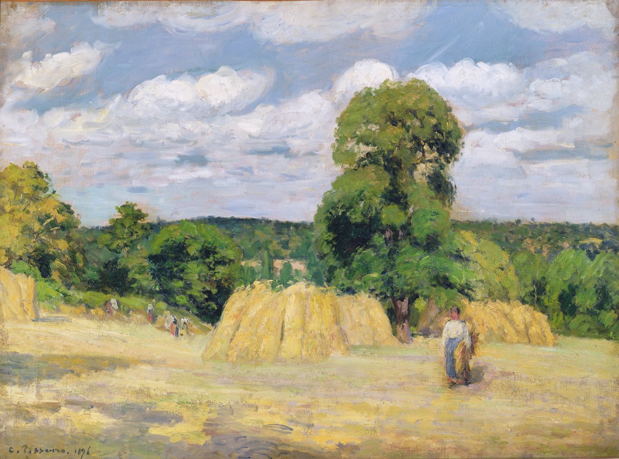 Skörd i Montfoucault, 1876 av Camille Jacob Pissarro