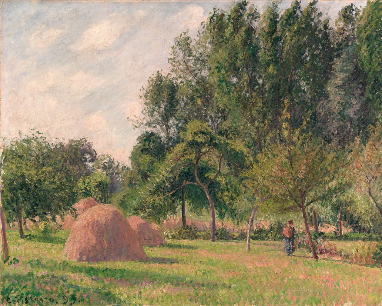 Höstackar, Morgon, Éragny, 1899 av Camille Jacob Pissarro