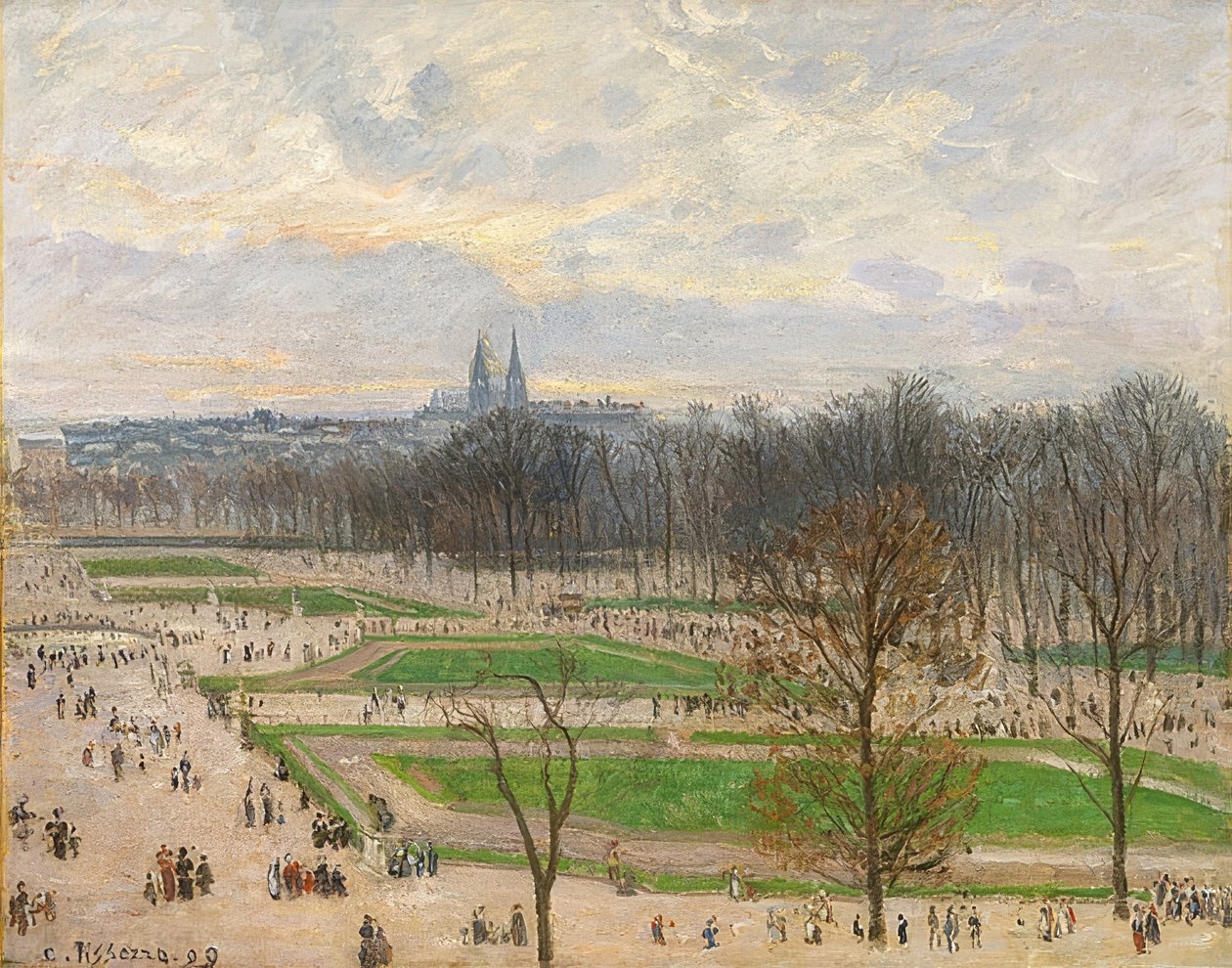 Tuileriträdgården en vintereftermiddag. 1899 av Camille Jacob Pissarro