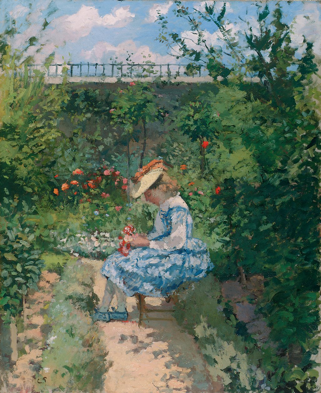 Jeanne i trädgården, Pontoise, ca 1872 av Camille Jacob Pissarro