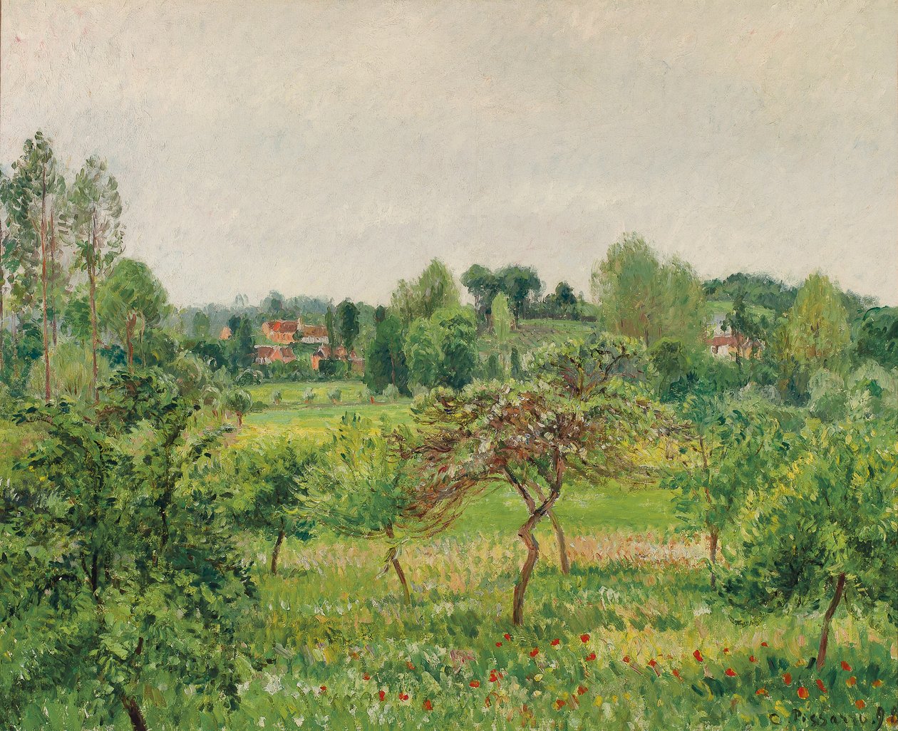 juni, regnigt väder, Eragny; Juni, regnigt väder, Eragny, 1898 av Camille Jacob Pissarro