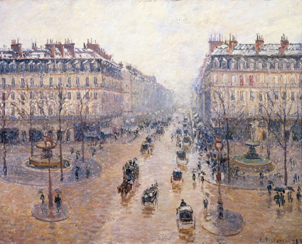 Opera Avenue. Snö. Morgon, 1898 av Camille Jacob Pissarro