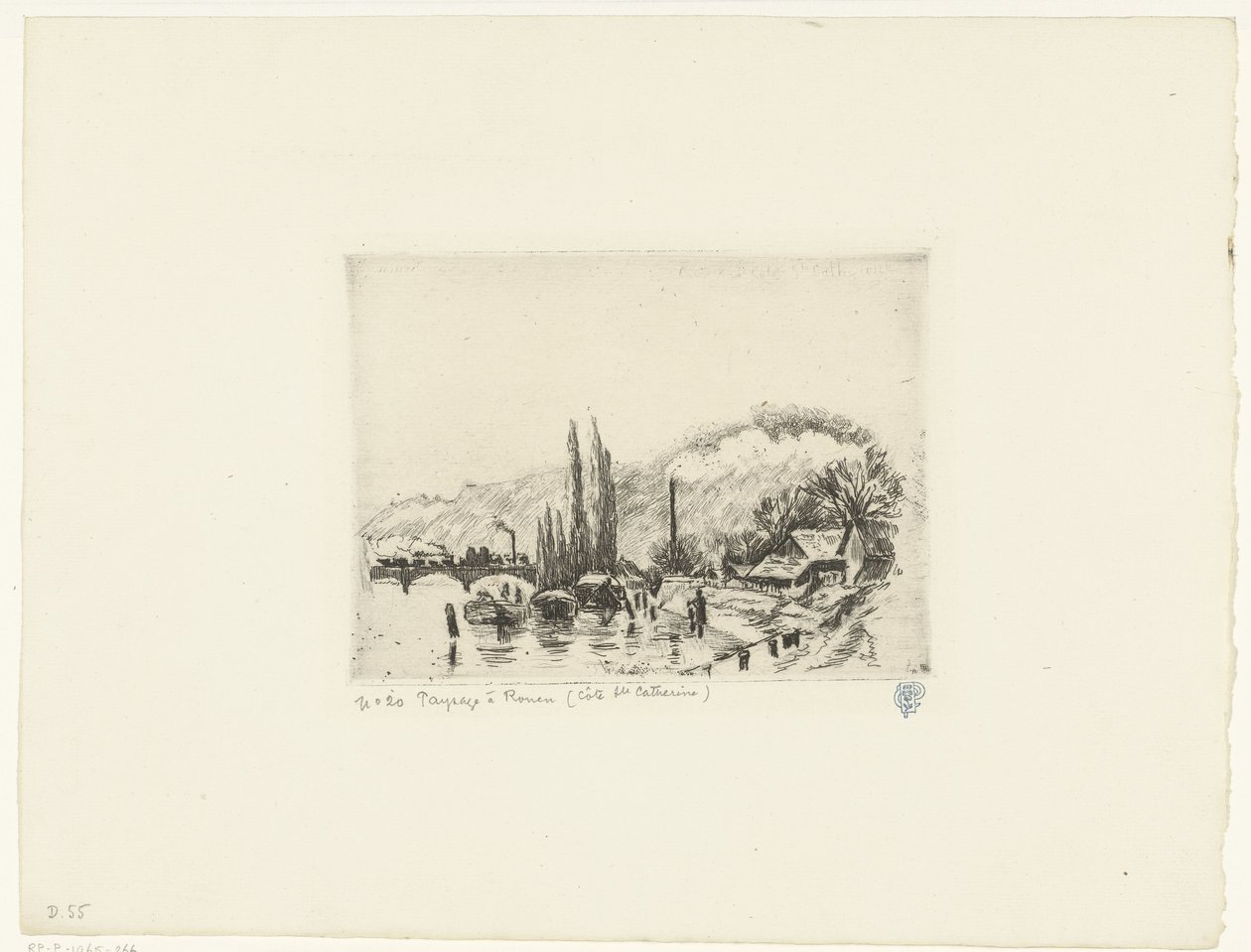 Landskap nära Rouen Paysage à Rouen (Côte ste Catherine) (titel på objekt) av Camille Jacob Pissarro