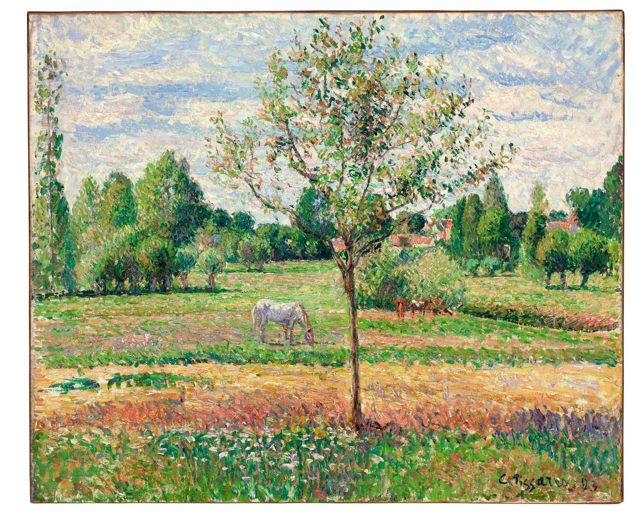 Äng med grå häst, Eragny, 1893 av Camille Jacob Pissarro