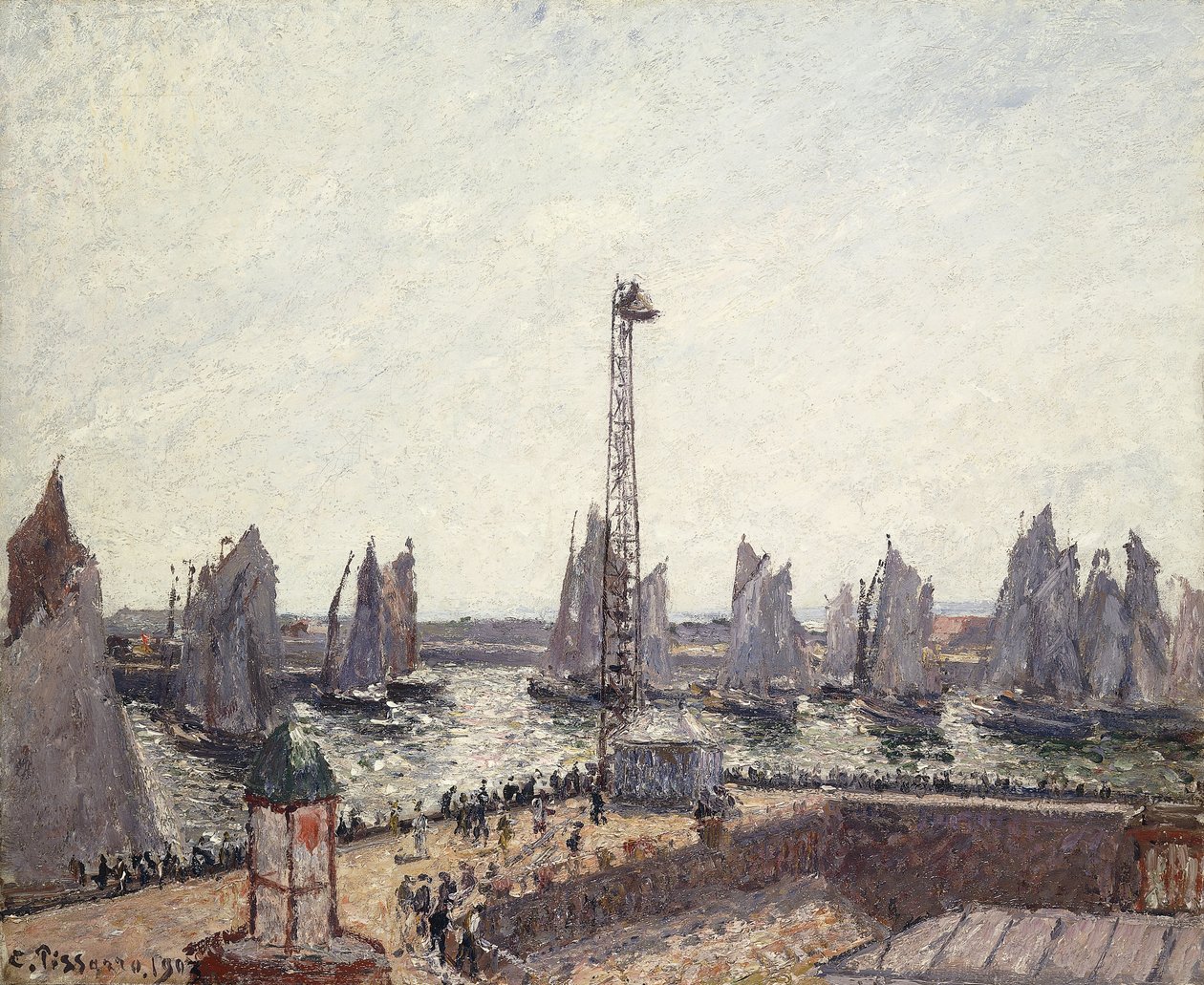 Yttre hamn och kranar, Le Havre; Yttre hamnen och Anse des Pilotes, Le Havre, 1903 av Camille Jacob Pissarro
