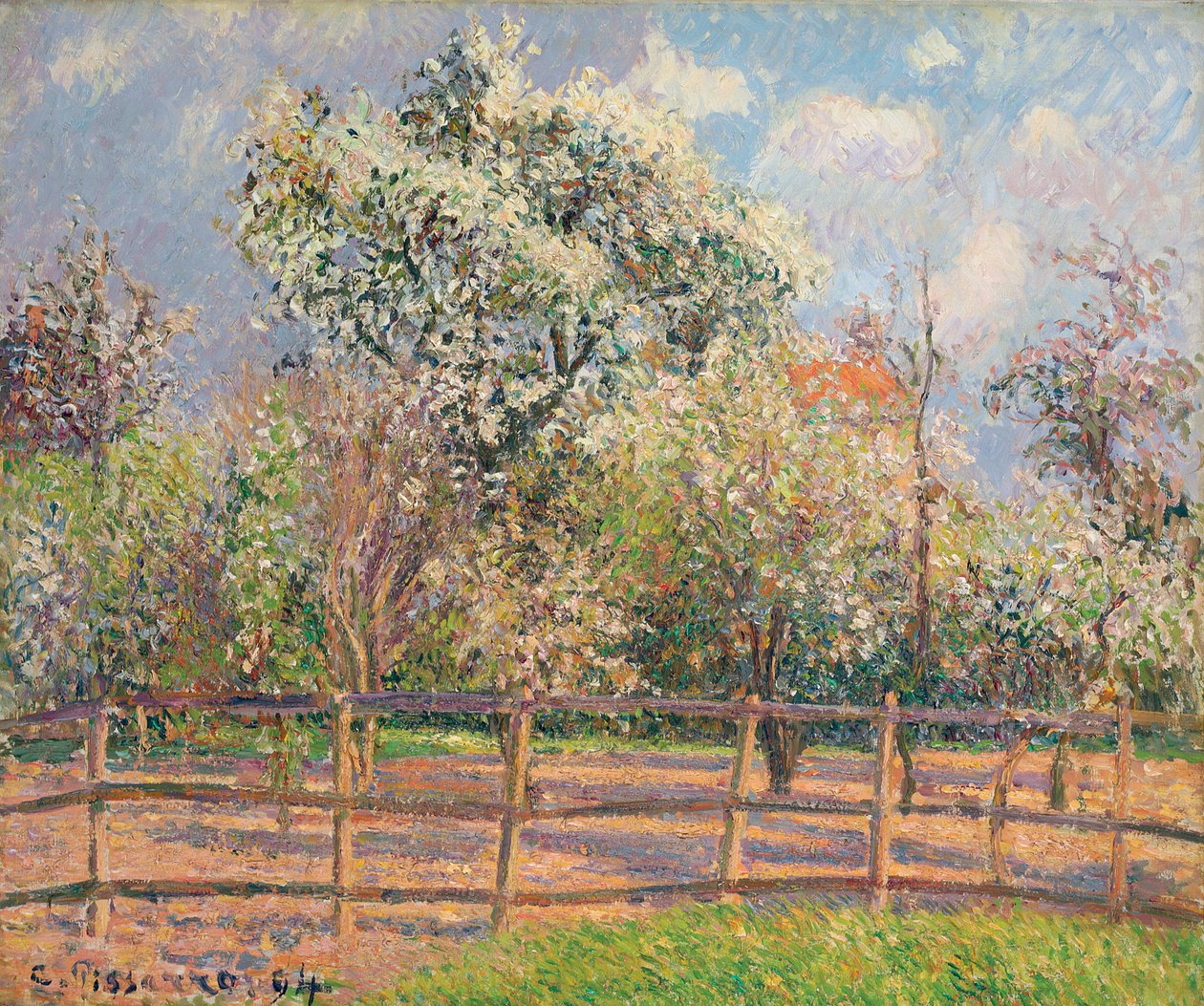 Päronträd i blom, Eragny; Poiriers en fleur, Eragny, 1894 av Camille Jacob Pissarro