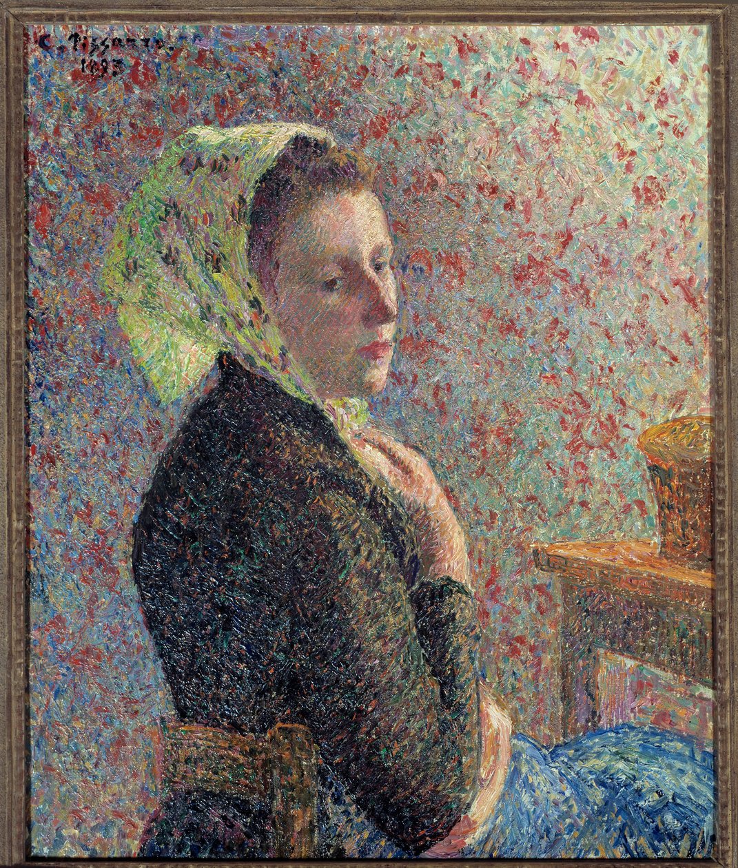 Porträtt av en kvinna med en grön folie 1893 Målning av Camille Pissarro (1830-1903). 1893. Dim. 0,65 x 0,54 m. Paris, Musée d