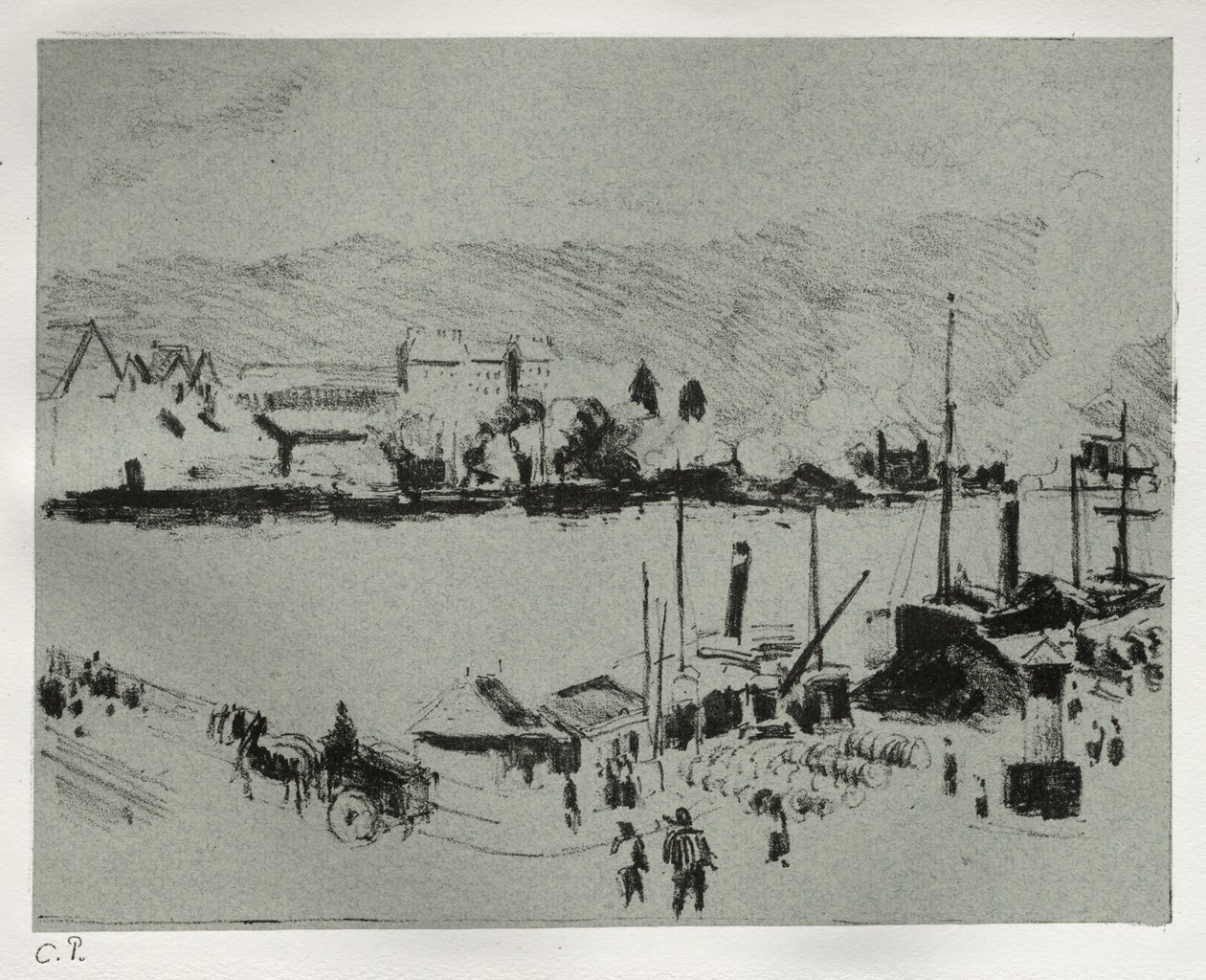 Quai Boieldieu i Rouen, ca. 1896. av Camille Jacob Pissarro