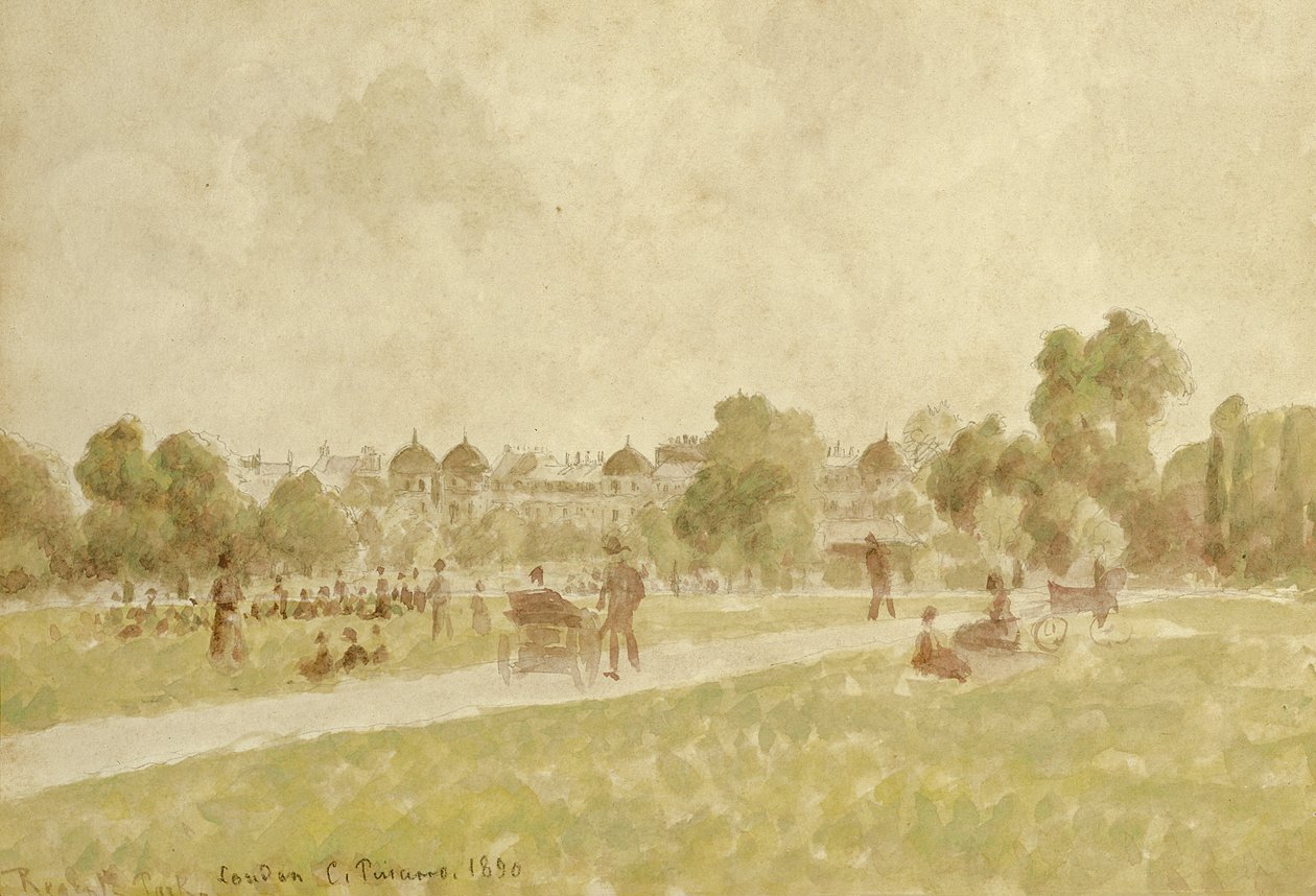 Regents Park, London, 1890 (wc & penna på papper) av Camille Jacob Pissarro