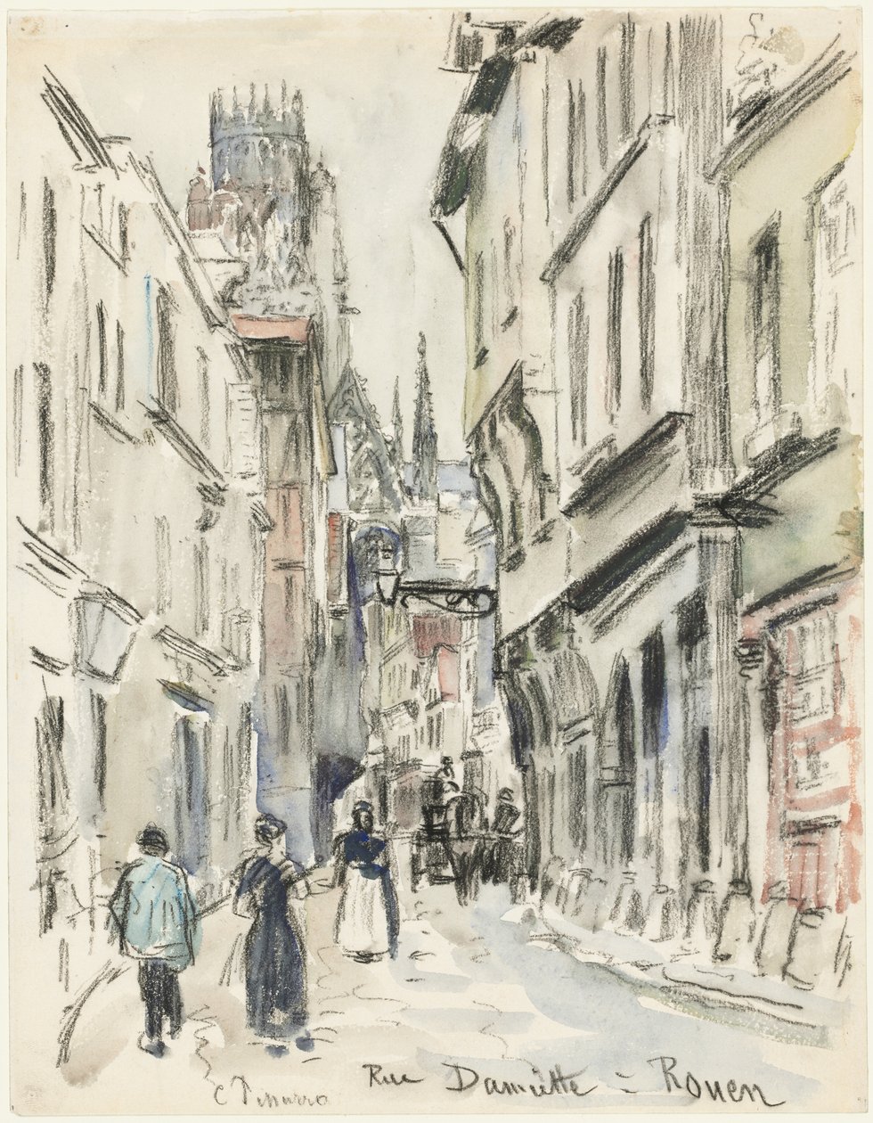 Rue Damiette, Rouen, ca. 1884. av Camille Jacob Pissarro