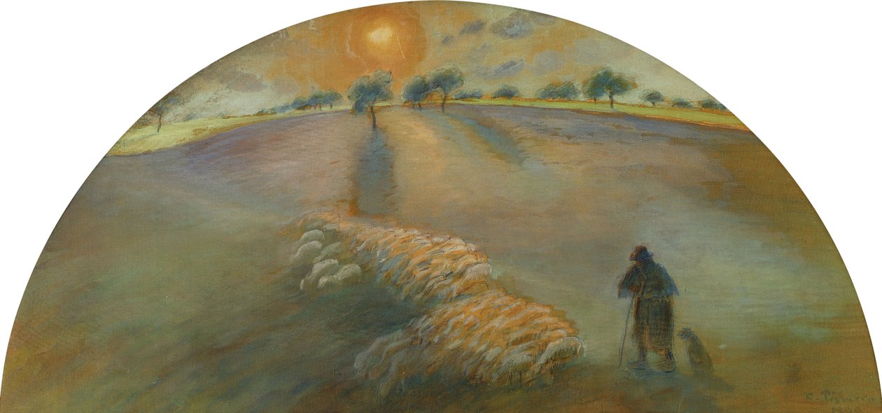 Herde och får; Berger et Moutons, 1890 av Camille Jacob Pissarro