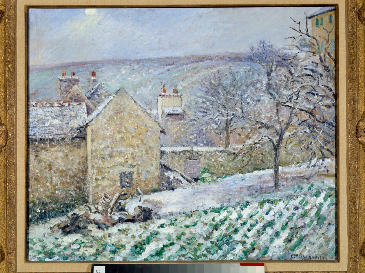 Snöeffekt på Eremitaget. Målning av Camille Pissarro (1830-1903) av Camille Jacob Pissarro