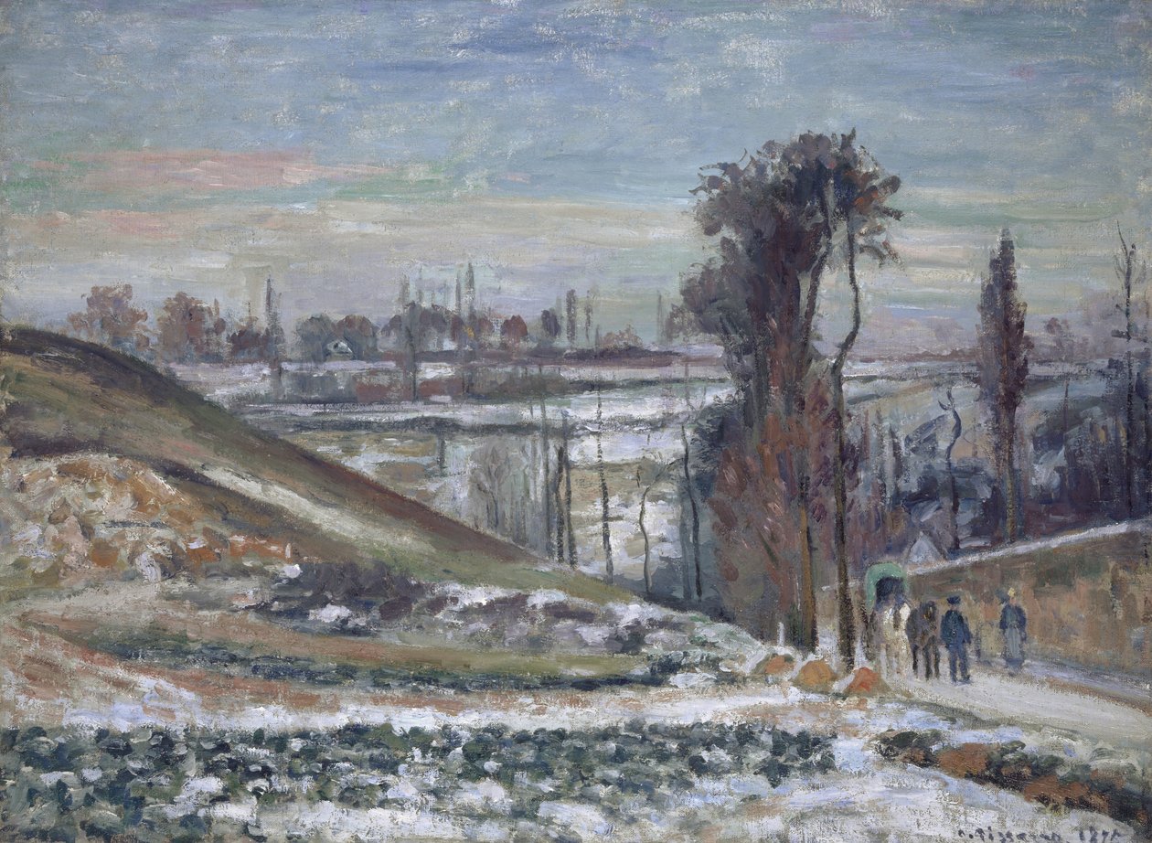 Snölandskap nära l"Hermitage, 1875 av Camille Jacob Pissarro
