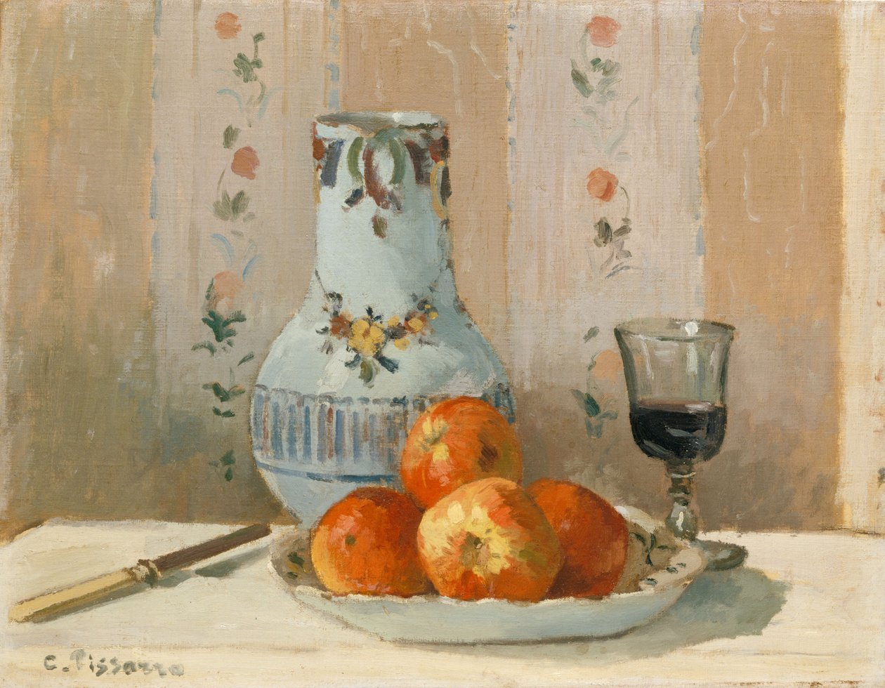 Stilleben med äpplen och kanna, 1872 av Camille Jacob Pissarro
