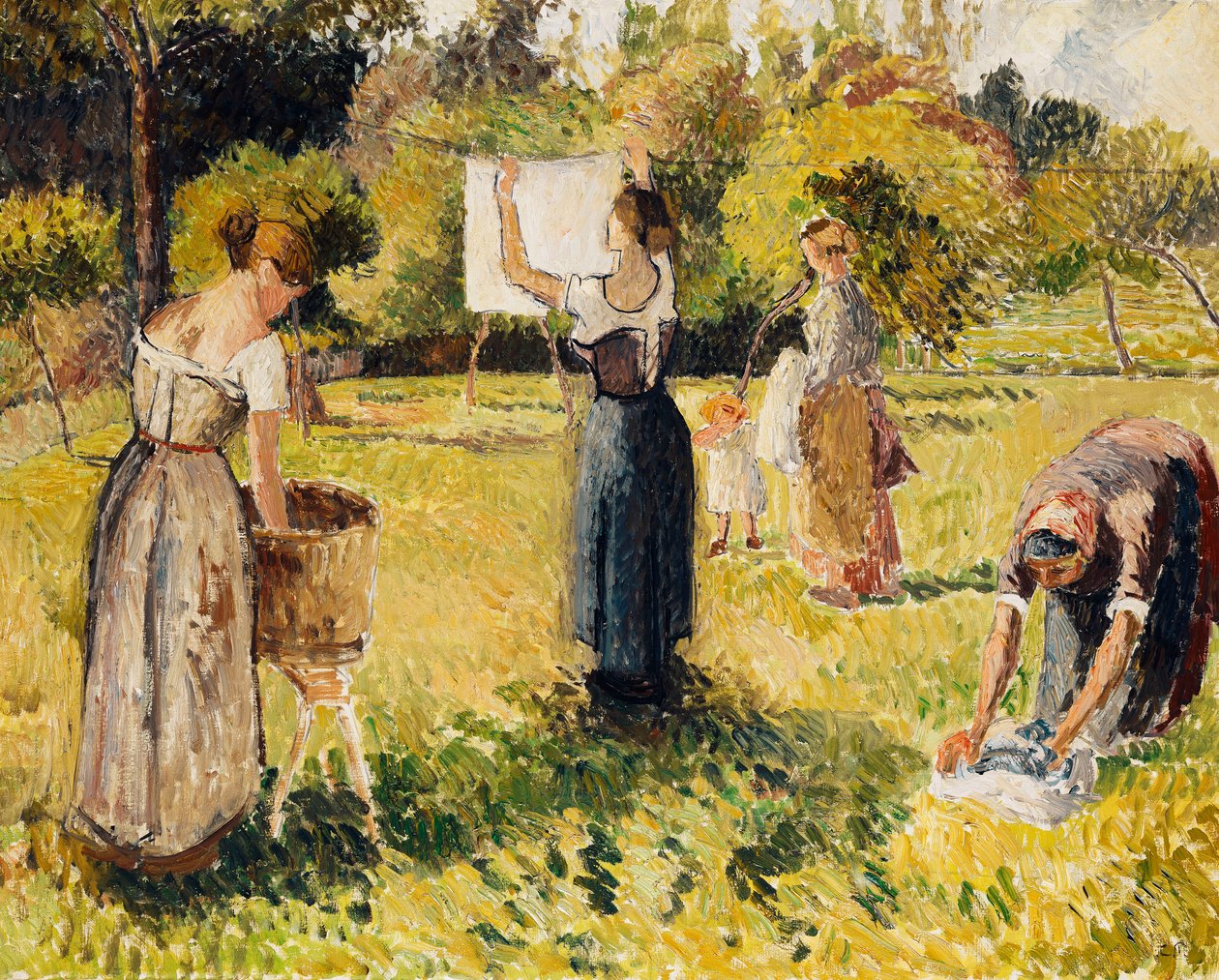 Studie av brickor vid Eragny; Les Laveuses, etude, a Eragny, c.1901 av Camille Jacob Pissarro