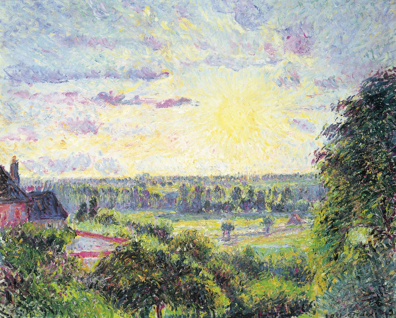 Solnedgång i Eragny, 1891 av Camille Jacob Pissarro