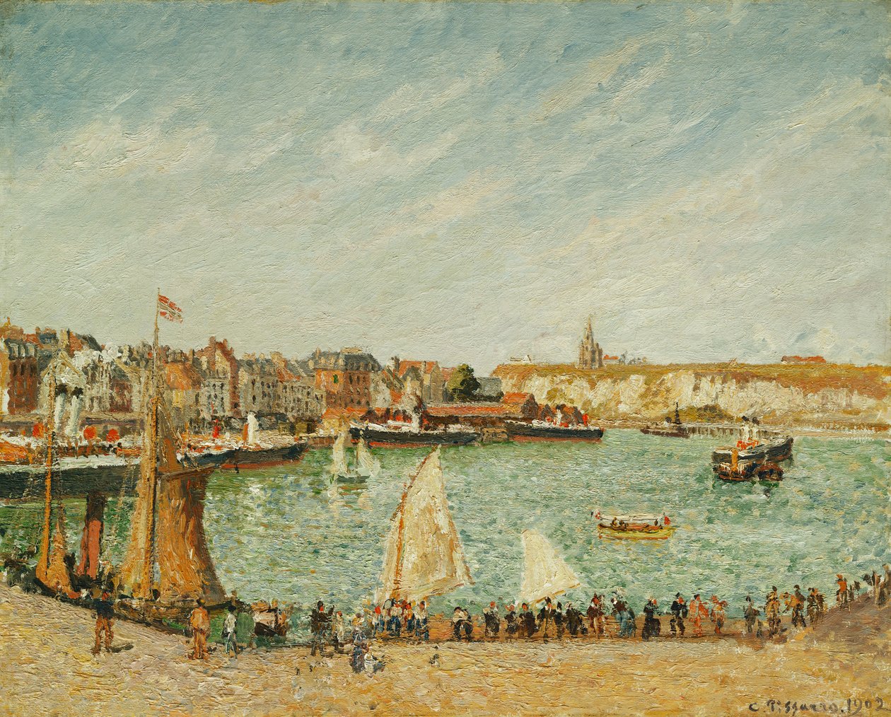 Eftermiddagssolen, Dieppes yttre hamn; The Afternoon, Sun, Outer Port of Dieppe, 1902 av Camille Jacob Pissarro