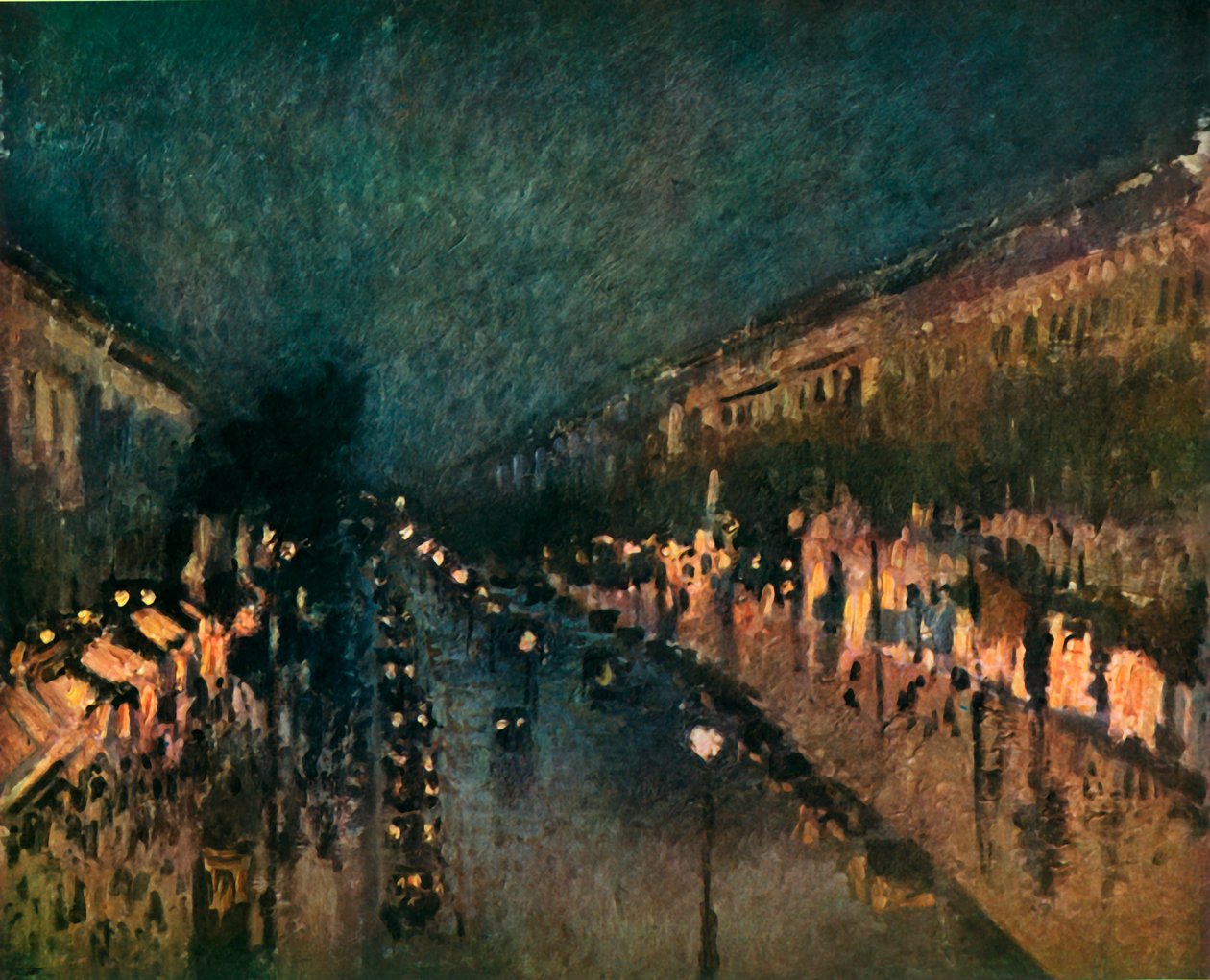 Boulevard Montmartre på natten, 1897, 1937. av Camille Jacob Pissarro