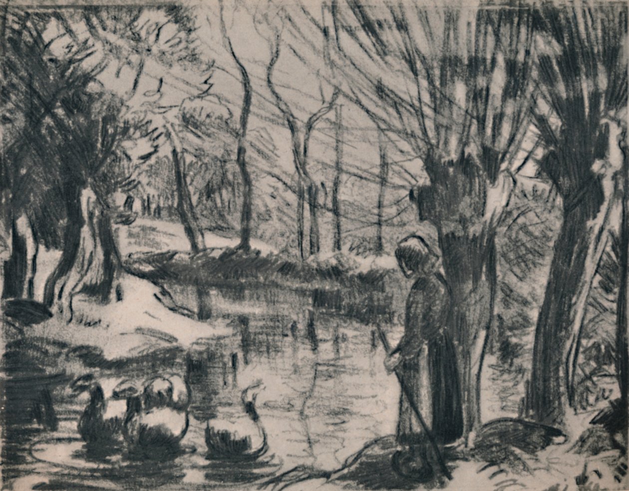 Gåsflickan, ca 1870-talet, 1946 av Camille Jacob Pissarro