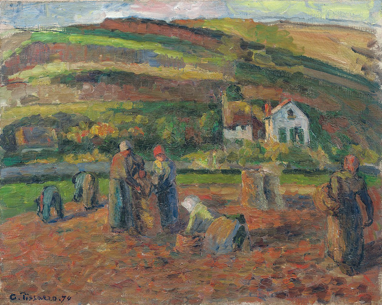 Potatisskörden, Pontoise, 1874 av Camille Jacob Pissarro