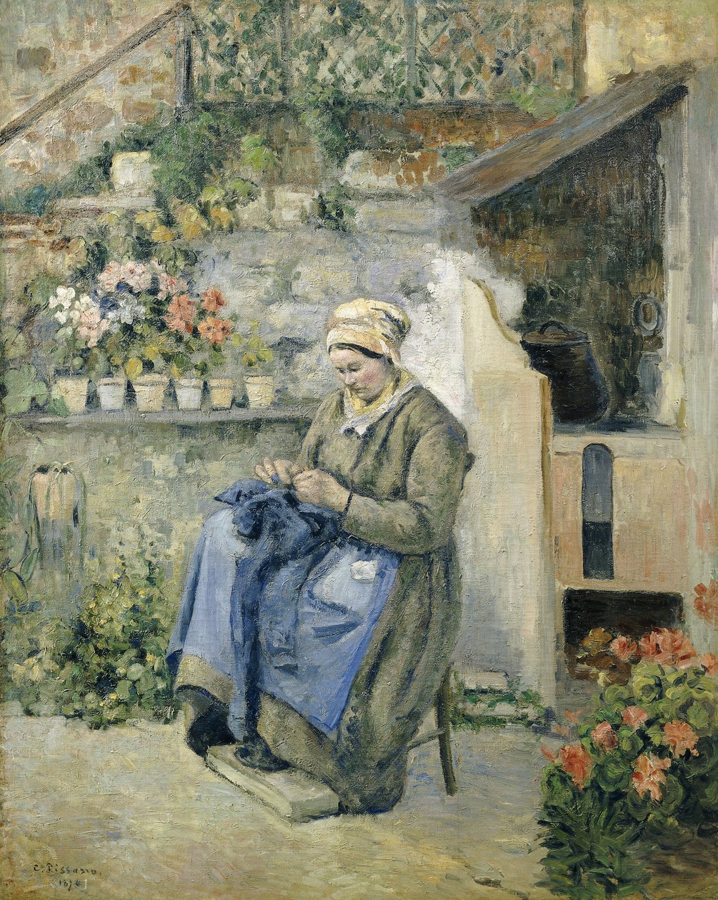 Den glada mamman; La Mere Jolly, 1874 av Camille Jacob Pissarro