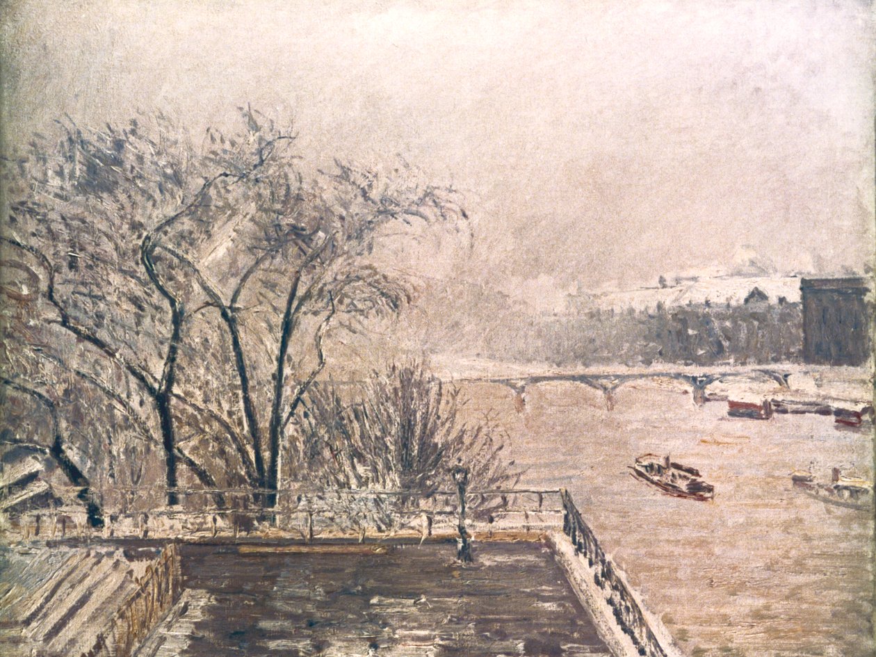 Louvren under snö, 1902 av Camille Jacob Pissarro