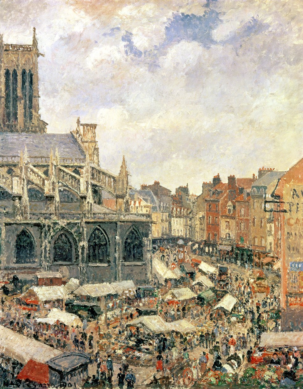 Marknaden kring Saint-Jacques-kyrkan, Dieppe, 1901 av Camille Jacob Pissarro