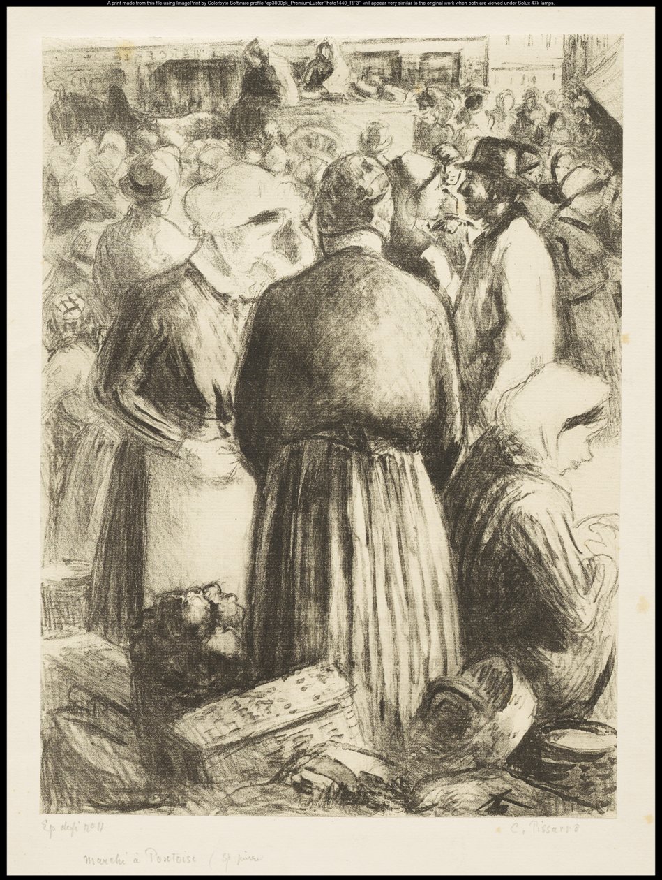 Marknaden i Pontoise, ca 1895 av Camille Jacob Pissarro