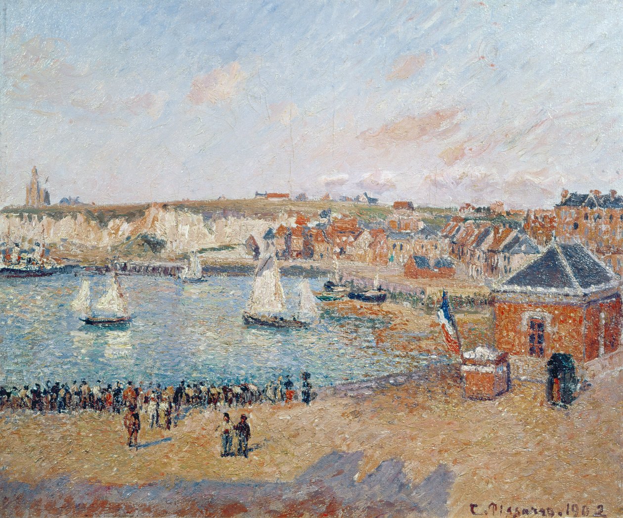 Yderhavnen i Dieppe, 1902 swed av Camille Jacob Pissarro