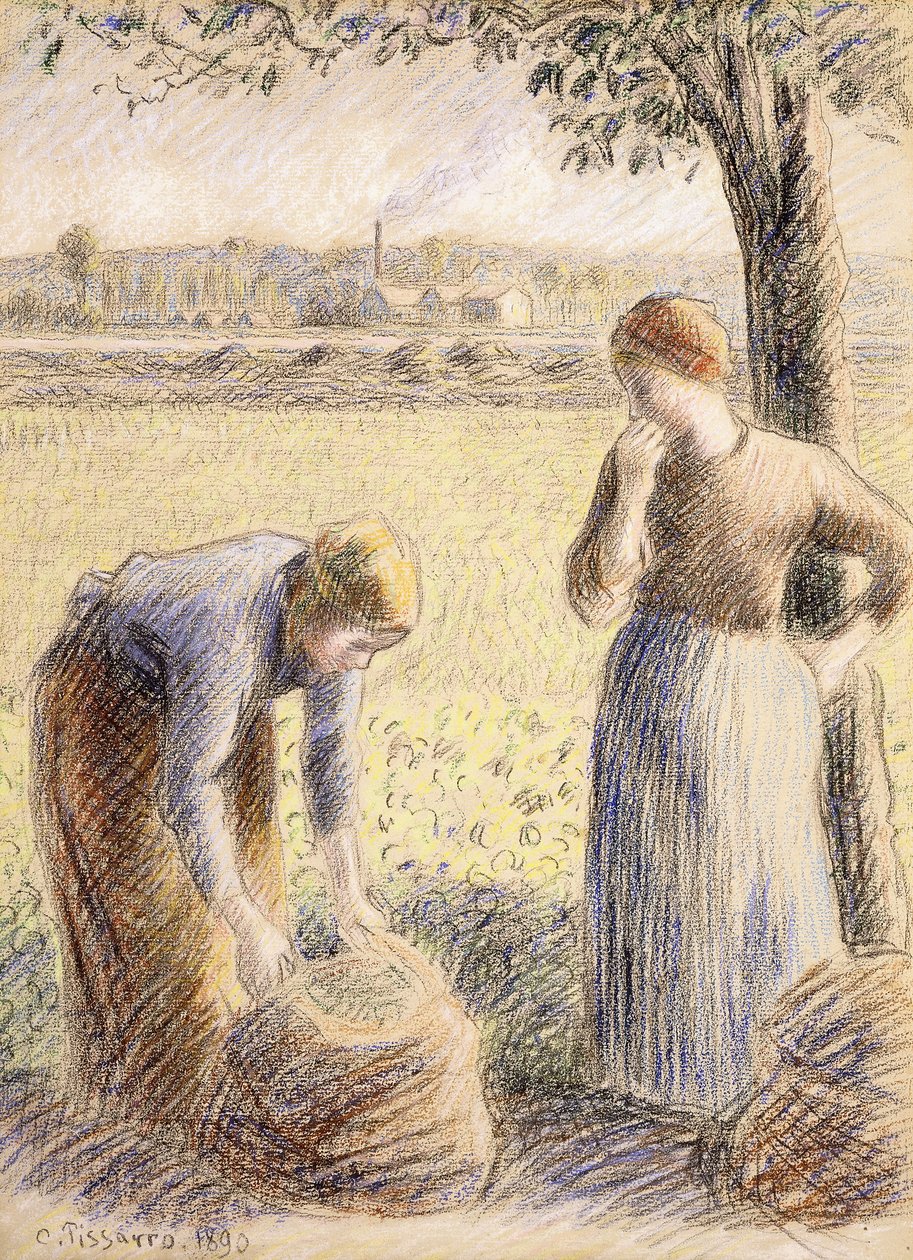 Plockarna; Plockning, 1890 av Camille Jacob Pissarro
