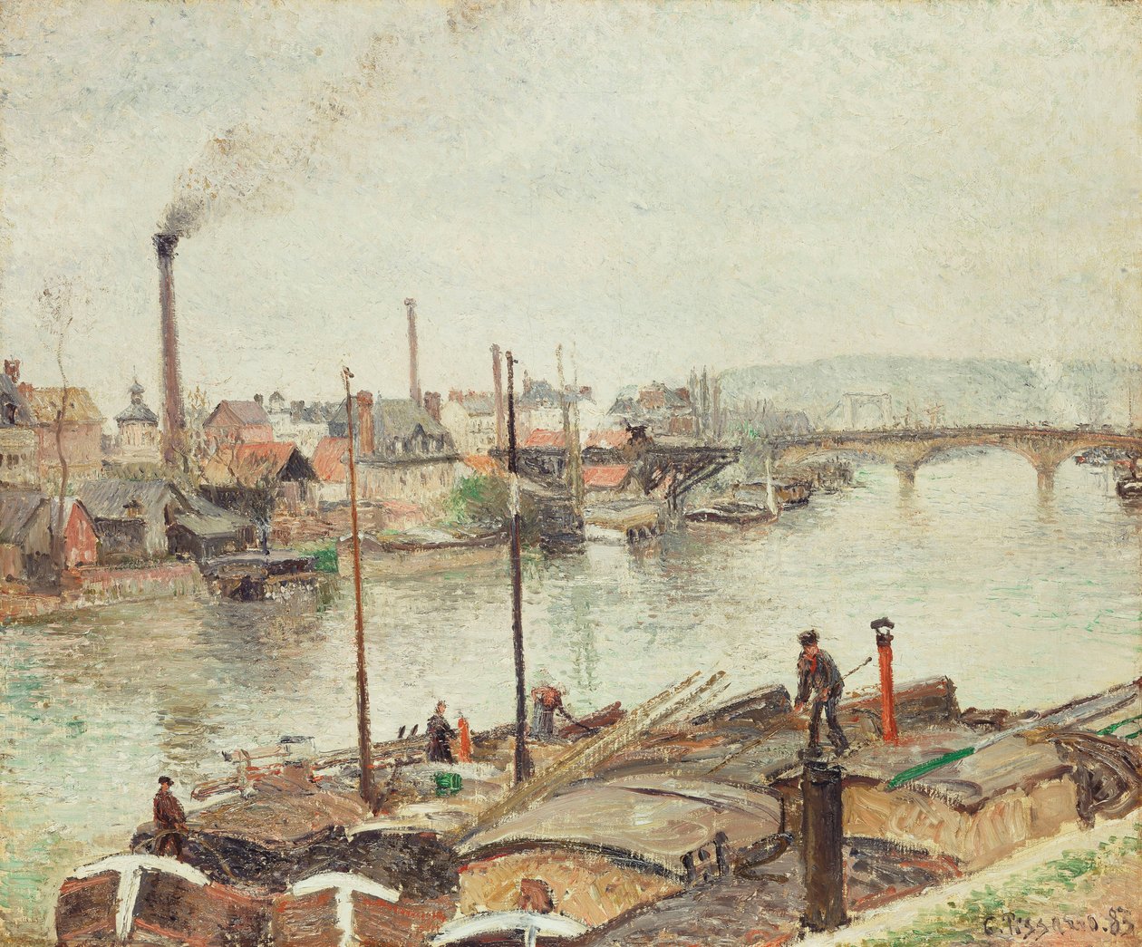 Hamnen i Rouen, 1883 av Camille Jacob Pissarro