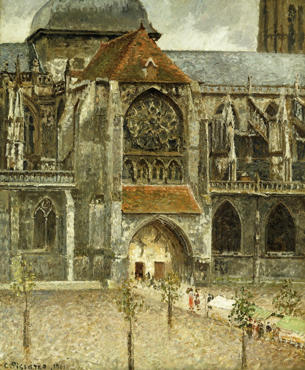 Portalen för kyrkan Saint-Jacques i Dieppe; Portalen till kyrkan Saint-Jacques i Dieppe av Camille Jacob Pissarro