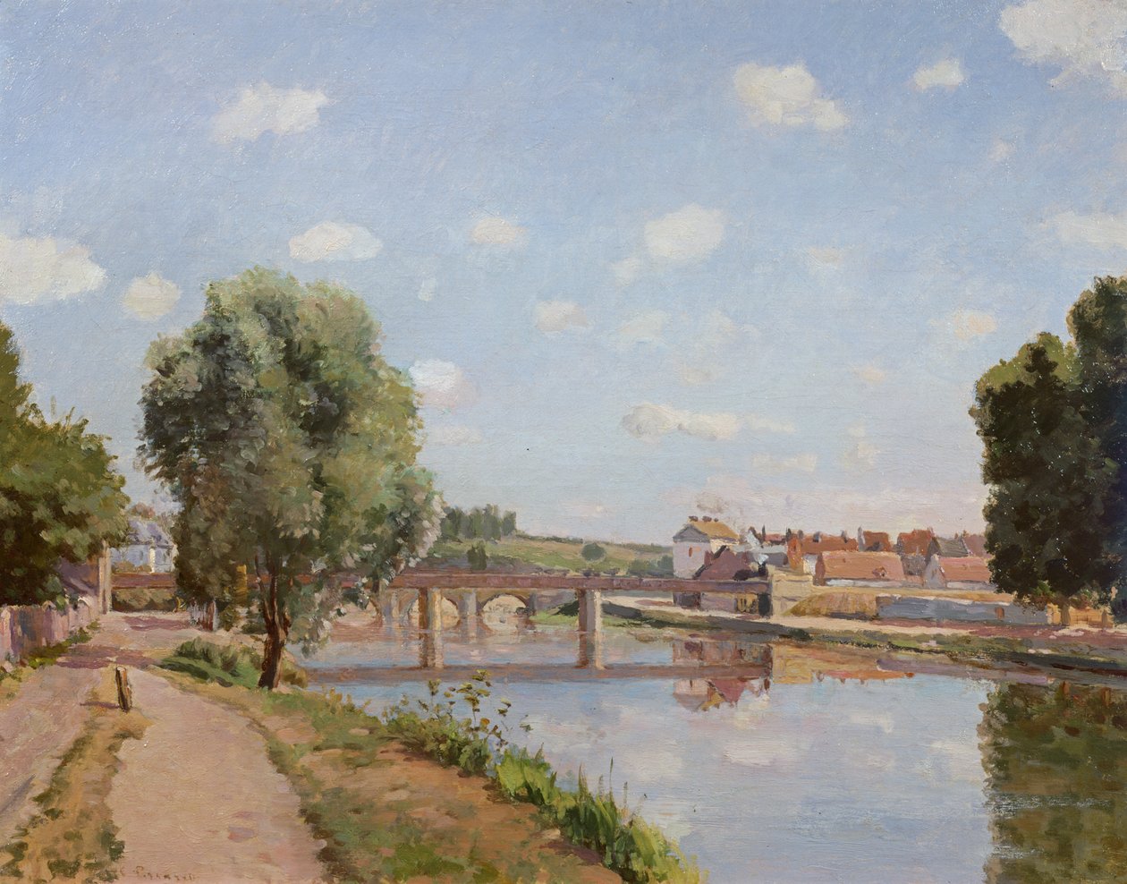 Järnvägsbron, Pontoise, 1873 av Camille Jacob Pissarro