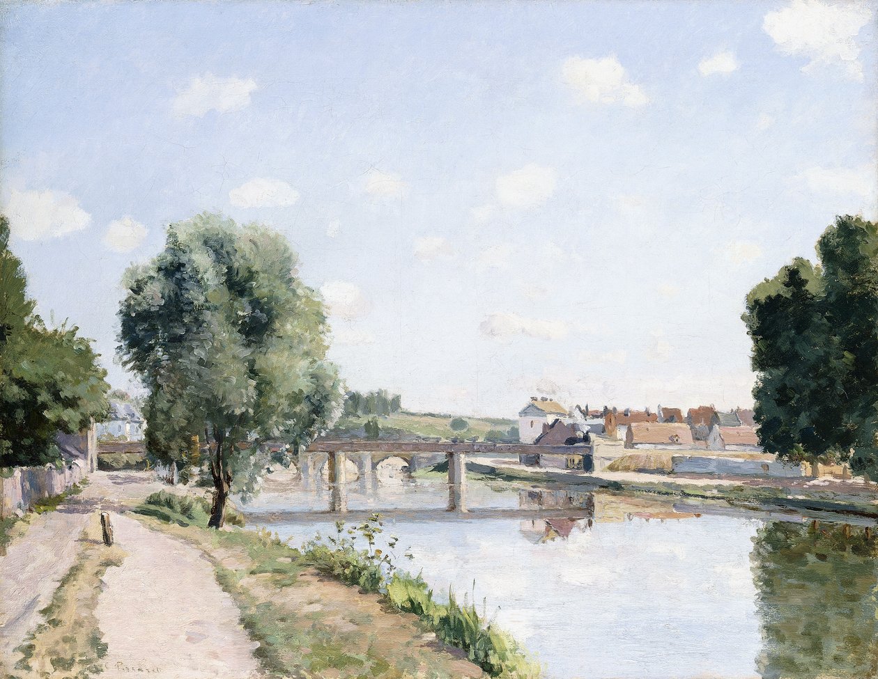Järnvägsbron, Pontoise, ca 1873 av Camille Jacob Pissarro