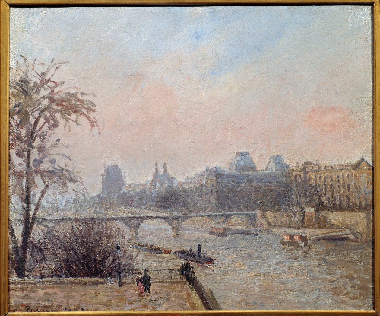Seinen och Louvren 1903 Målning av Camille Pissarro (1830-1903) 1903 Sön. 0,46x0,55 m Paris, musee d