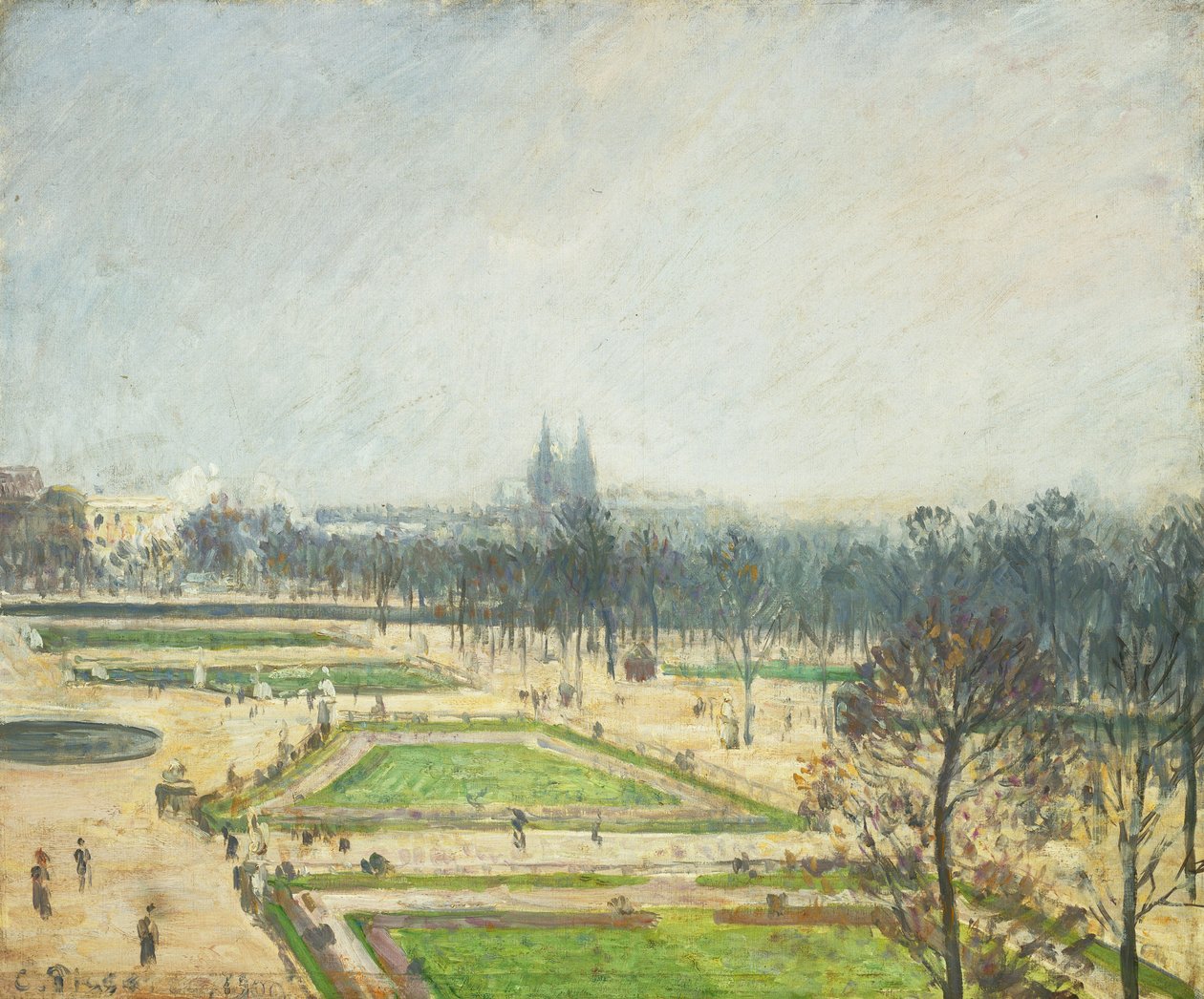 Tuilerierna Dammar, Mist; The Tuileries Basin, Mist, 1900 av Camille Jacob Pissarro