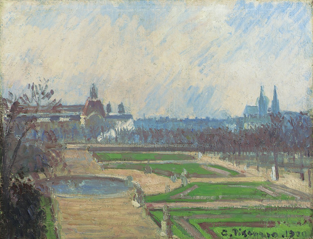 Tuilerierna och Louvren, 1900 av Camille Jacob Pissarro