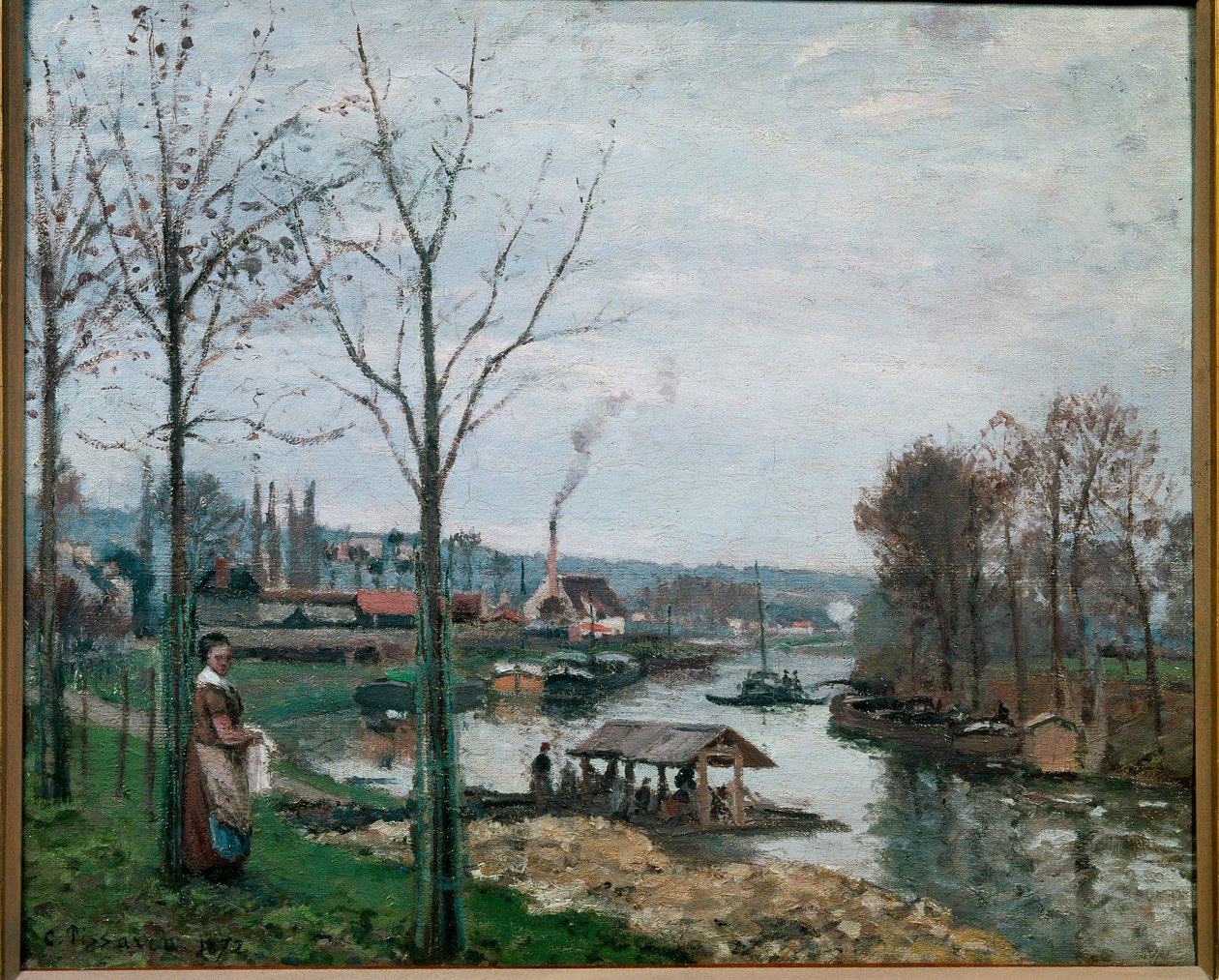 Tvätthuset i Port Marly av Camille Jacob Pissarro