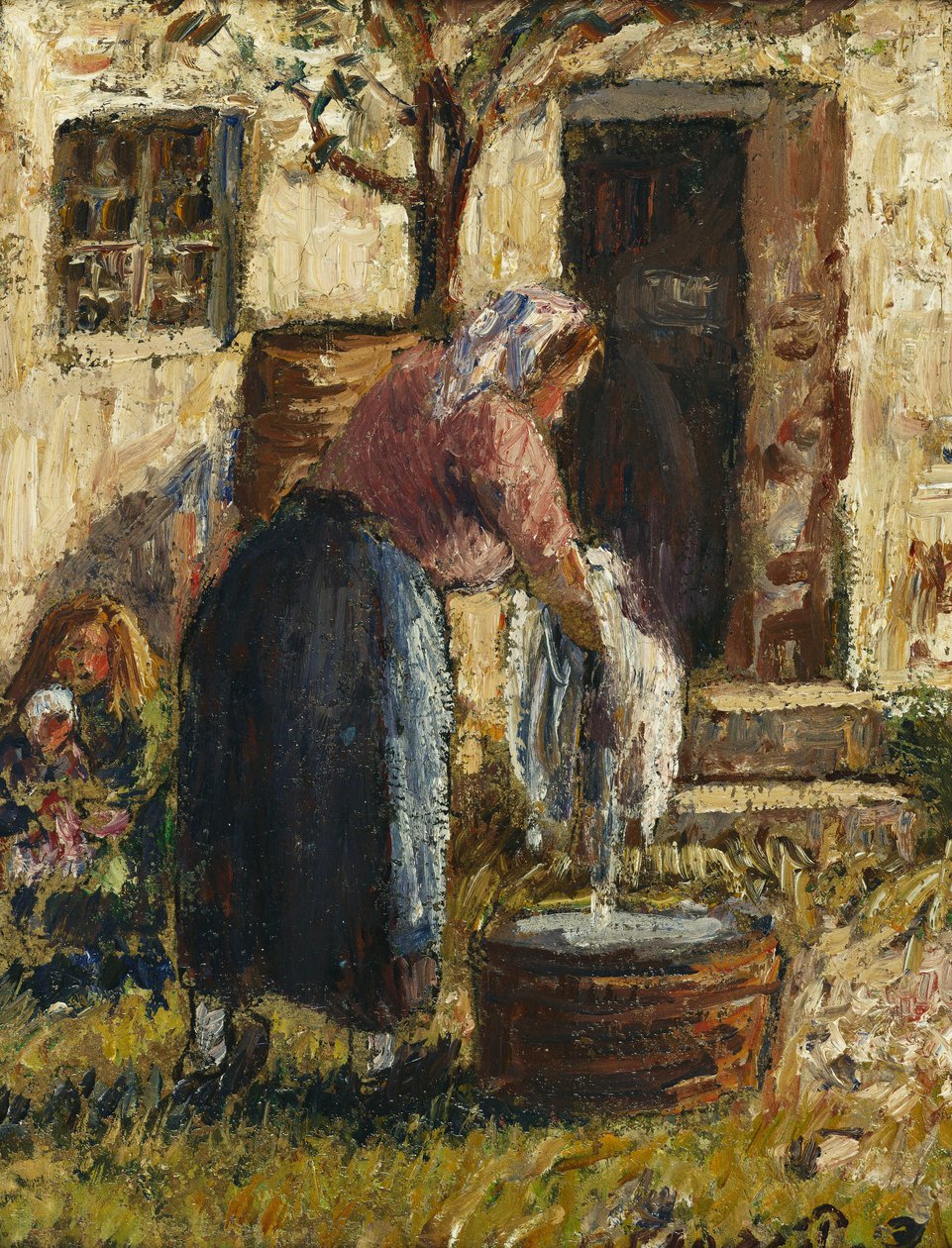 Tvättaren; The Washer, ca 1898 av Camille Jacob Pissarro